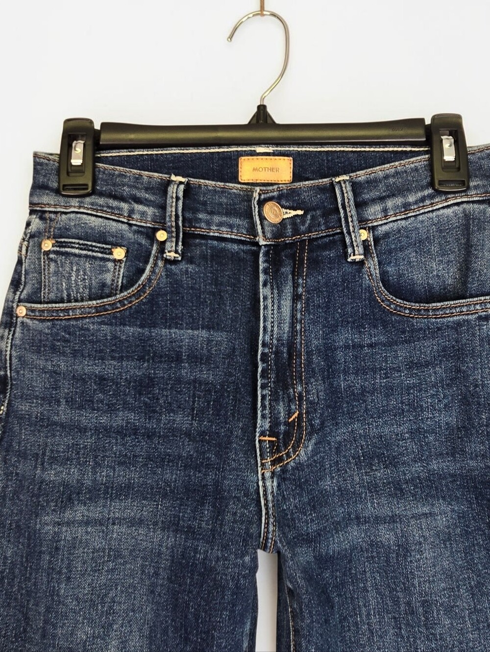 Mother The Dazzler Shift Jean Size 27 Dark Blue Denim Straight Leg Mid-rise - Picture 3 of 13